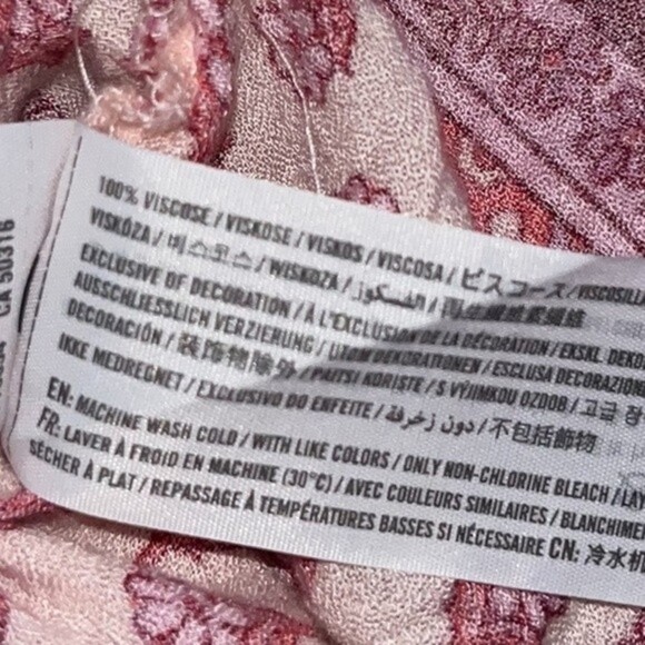 Hollister Boho Long Sleeve Crop Top Pink Flowy Button Front Shirt Womens Size M - Picture 9 of 9